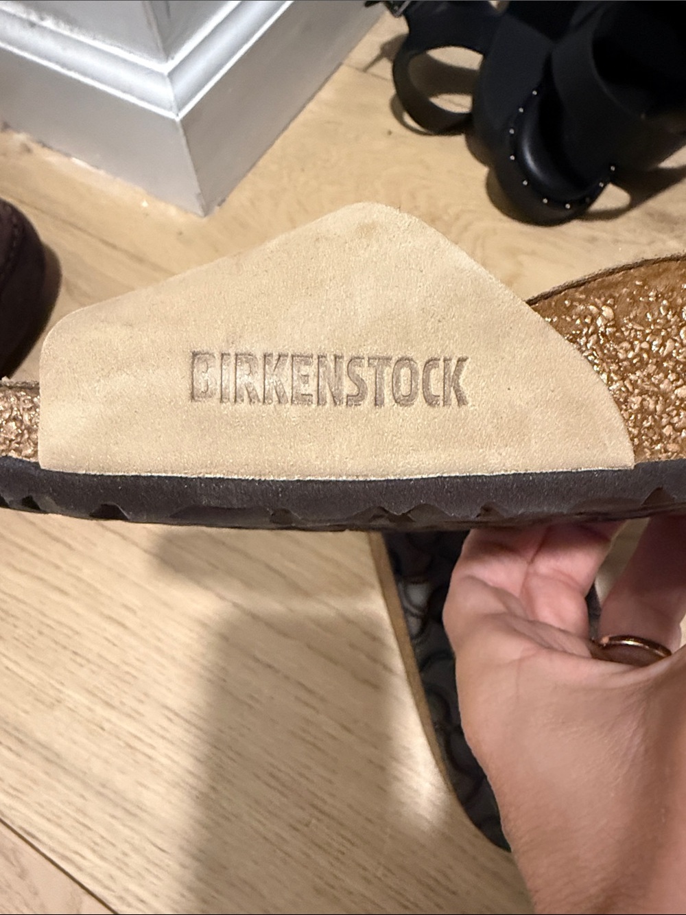 Birkenstock Women’s Madrid Single-Band Sandal in Light Beige with Gold Buckle - Picture 4 of 4